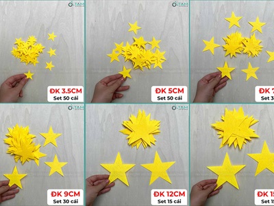 Sao nỉ Vàng phụ kiện Handmade [6 Size] PK-SAO-01